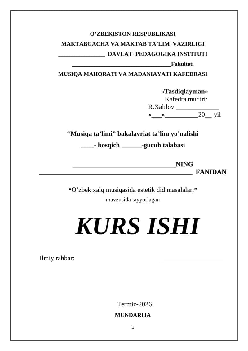 O’zbek xalq musiqasida estetik did masalalari 1