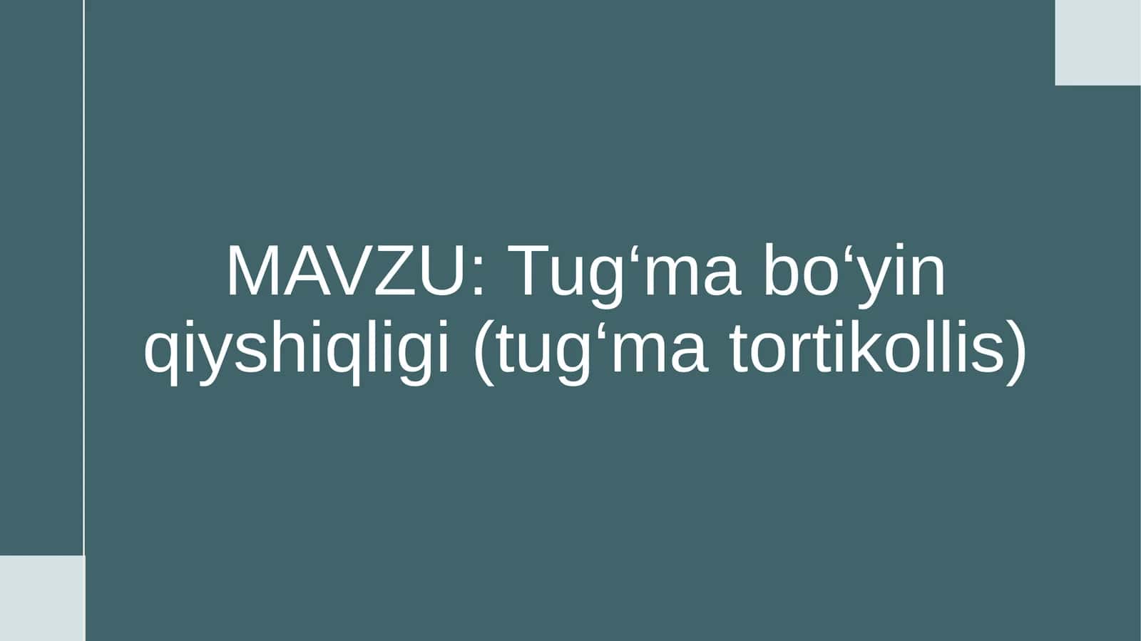 Tug‘ma bo‘yin qiyshiqligi (tug‘ma tortikollis) 1