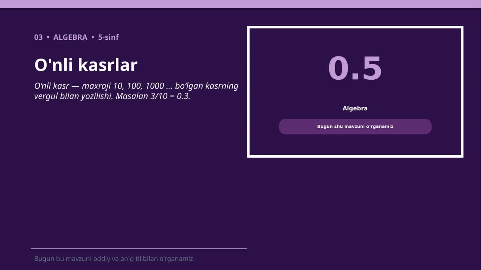 O'nli kasrlar 1