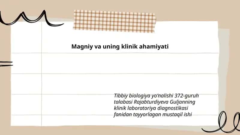 Magniy va uning klinik ahamiyati 1