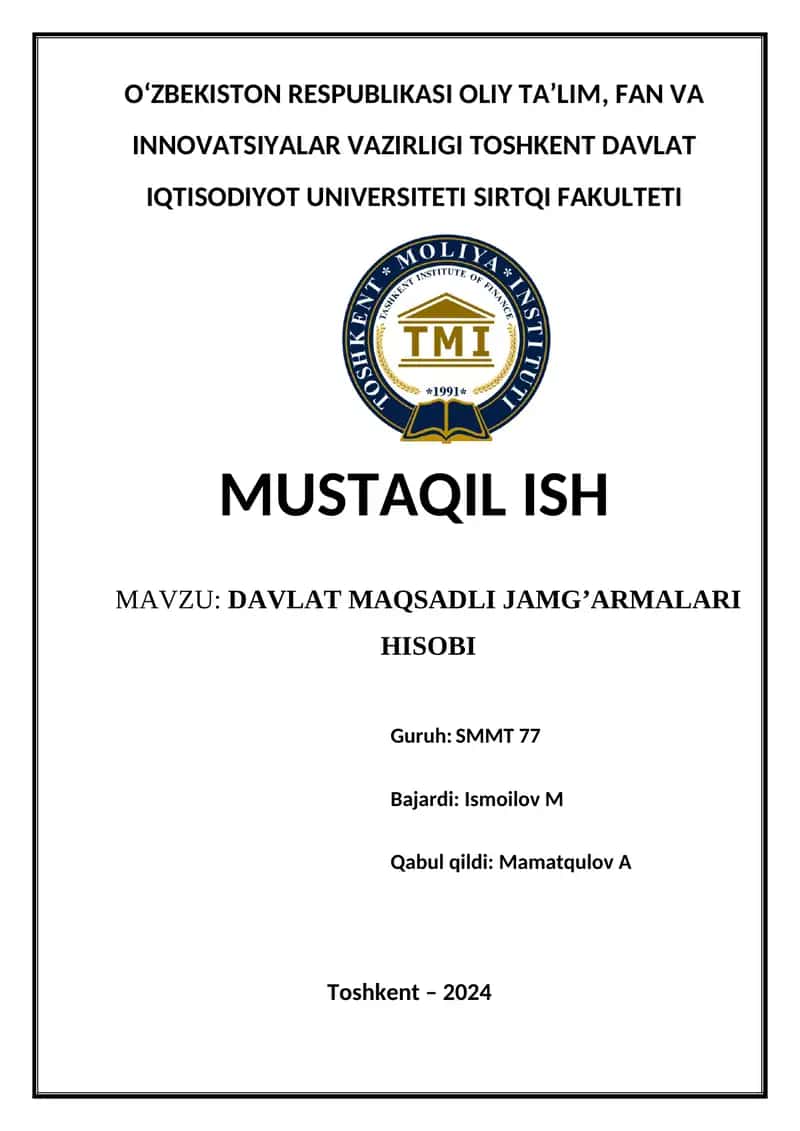 Davlat Maqsadli Jamg'armalari Hisobi 1