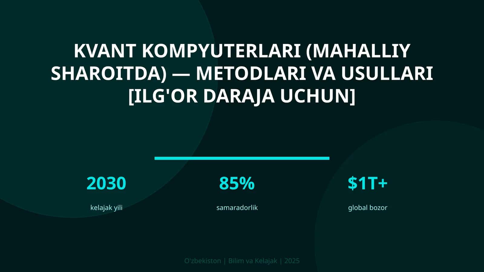 KVANT KOMPYUTERLARI (MAHALLIY SHAROITDA) — METODLARI VA USULLARI [ILG'OR DARAJA UCHUN] 1