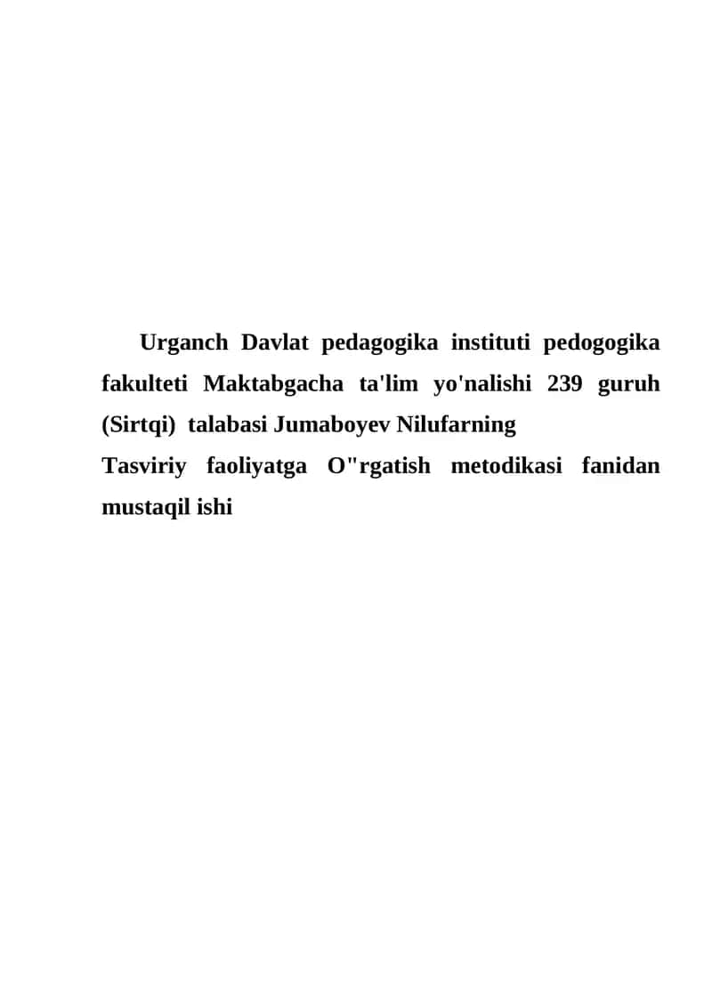 Rasm chizishni o'rgatish metodikasi 1