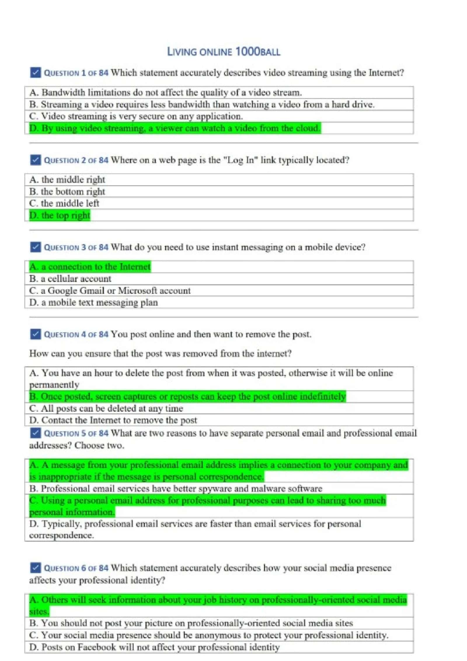 Living online Ennglish Informatika IC3 sertifikatt javoblari 2-bosqich 1