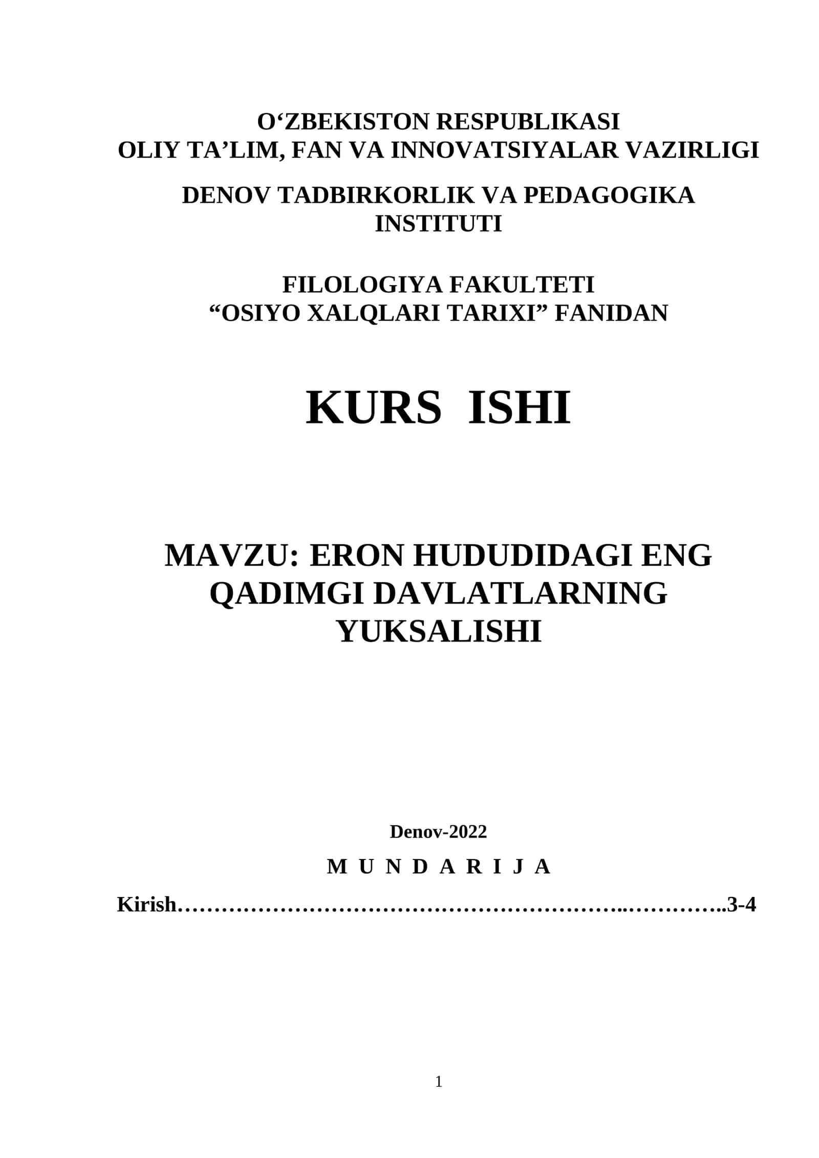Eron hududidagi eng qadimgi davlatlarning yuksalishi 1