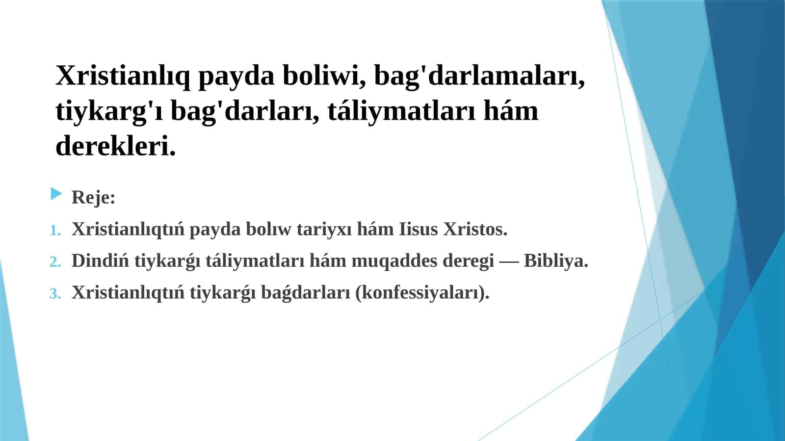 Xristianliqtin payda boliwi 1