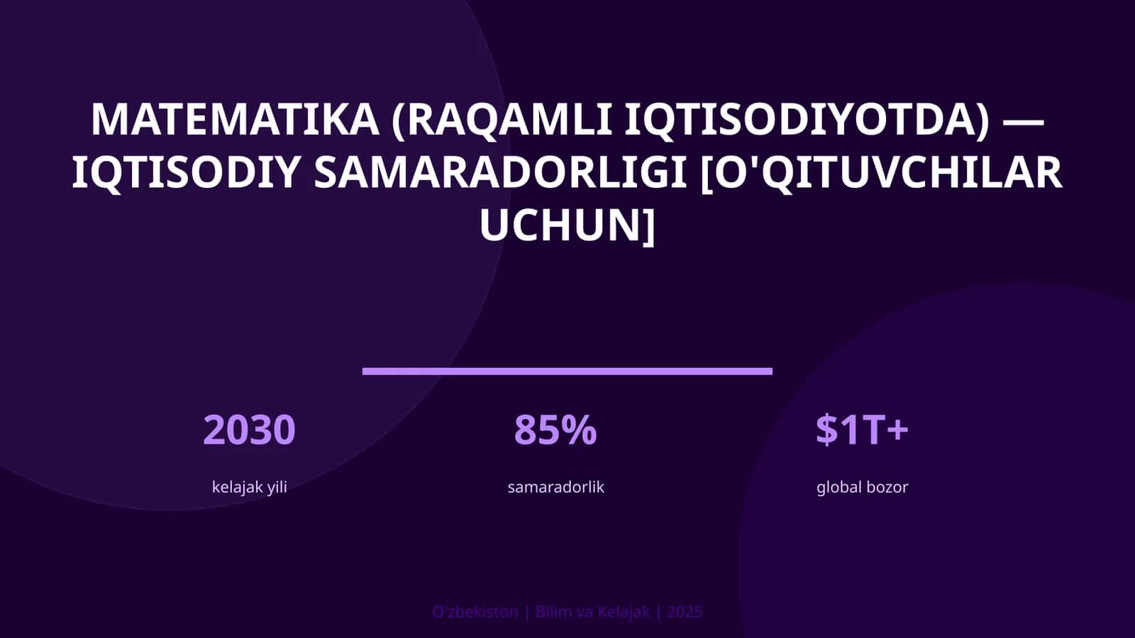 Matematika (raqamli iqtisodiyotda) — iqtisodiy samaradorligi [o'qituvchilar uchun] 1
