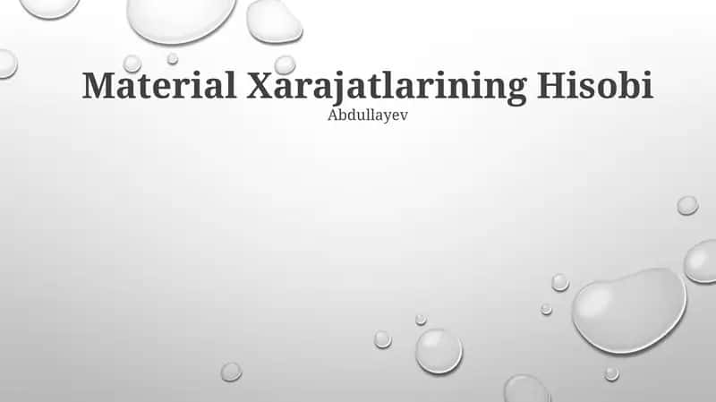 Material Xarajatlarining Hisobi 1