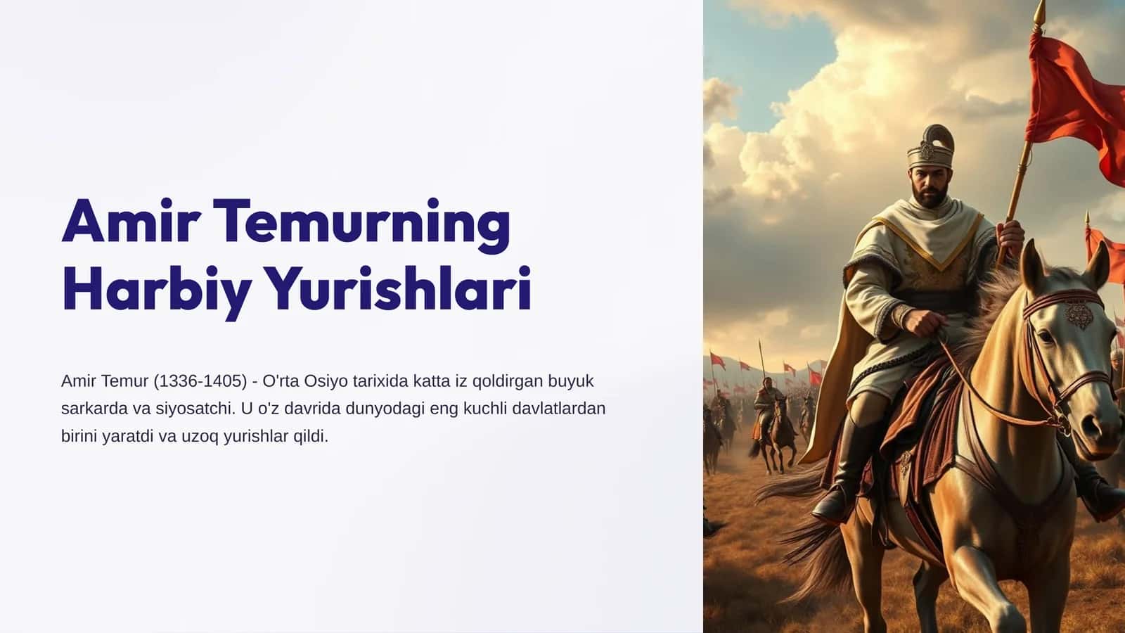 Amir Temurning Harbiy Yurishlari mavzusida tayyor taqdimot 1