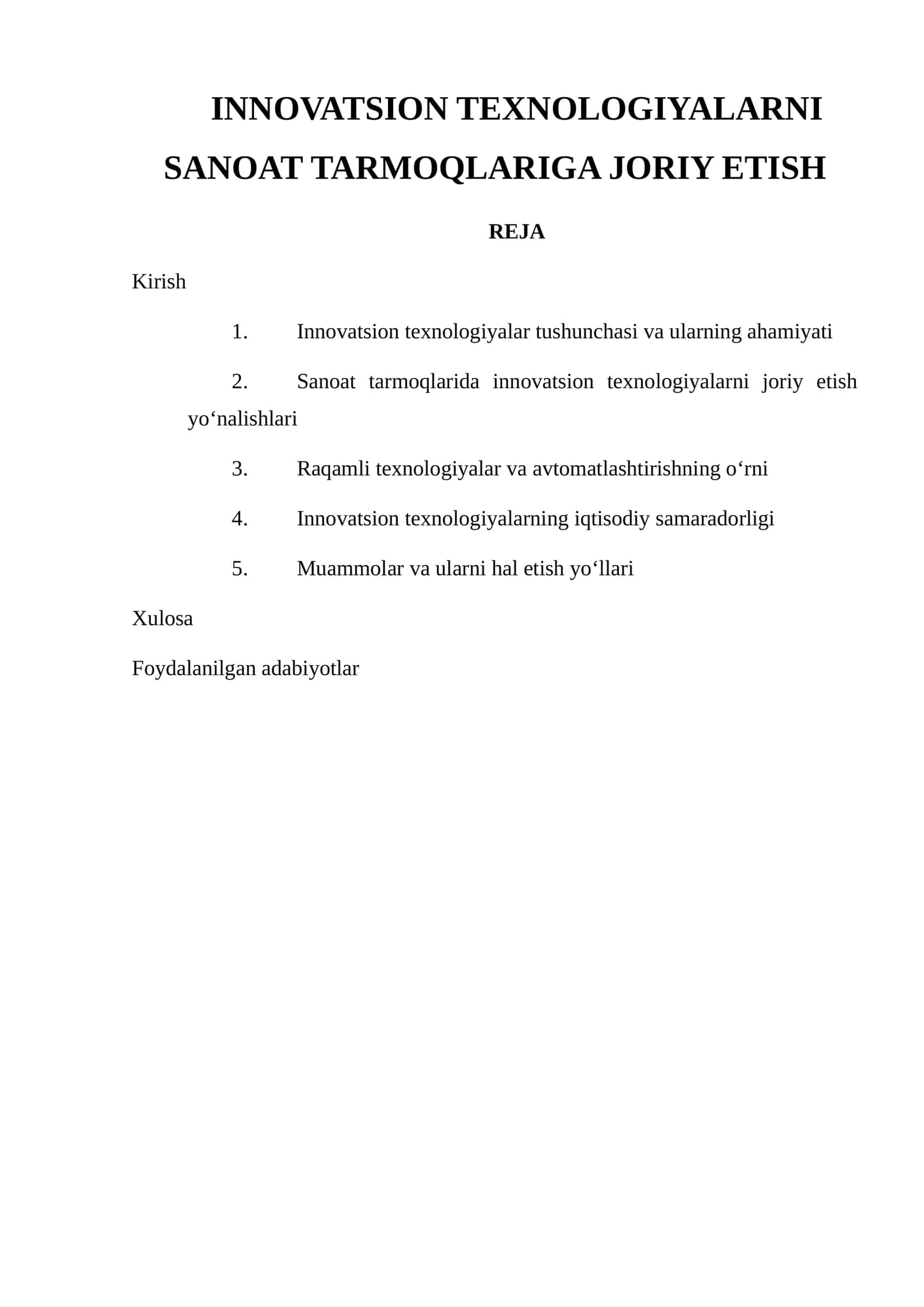 Innovatsion Texnologiyalarni Sanoat Tarmoqlariga Joriy Etish 1