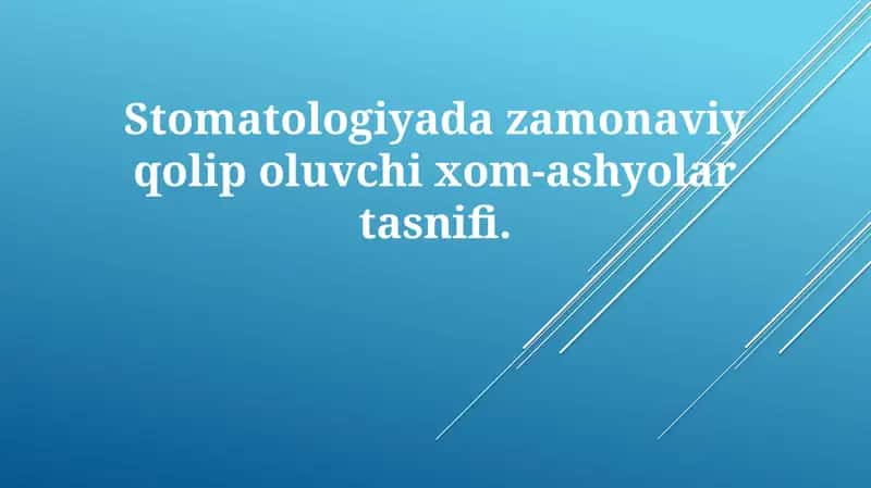 Zamonaviy tish protez materiallarining tasnifi 1