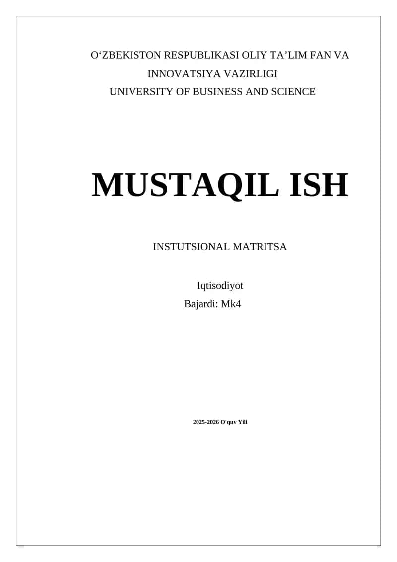 Institutsional Matritsa 1