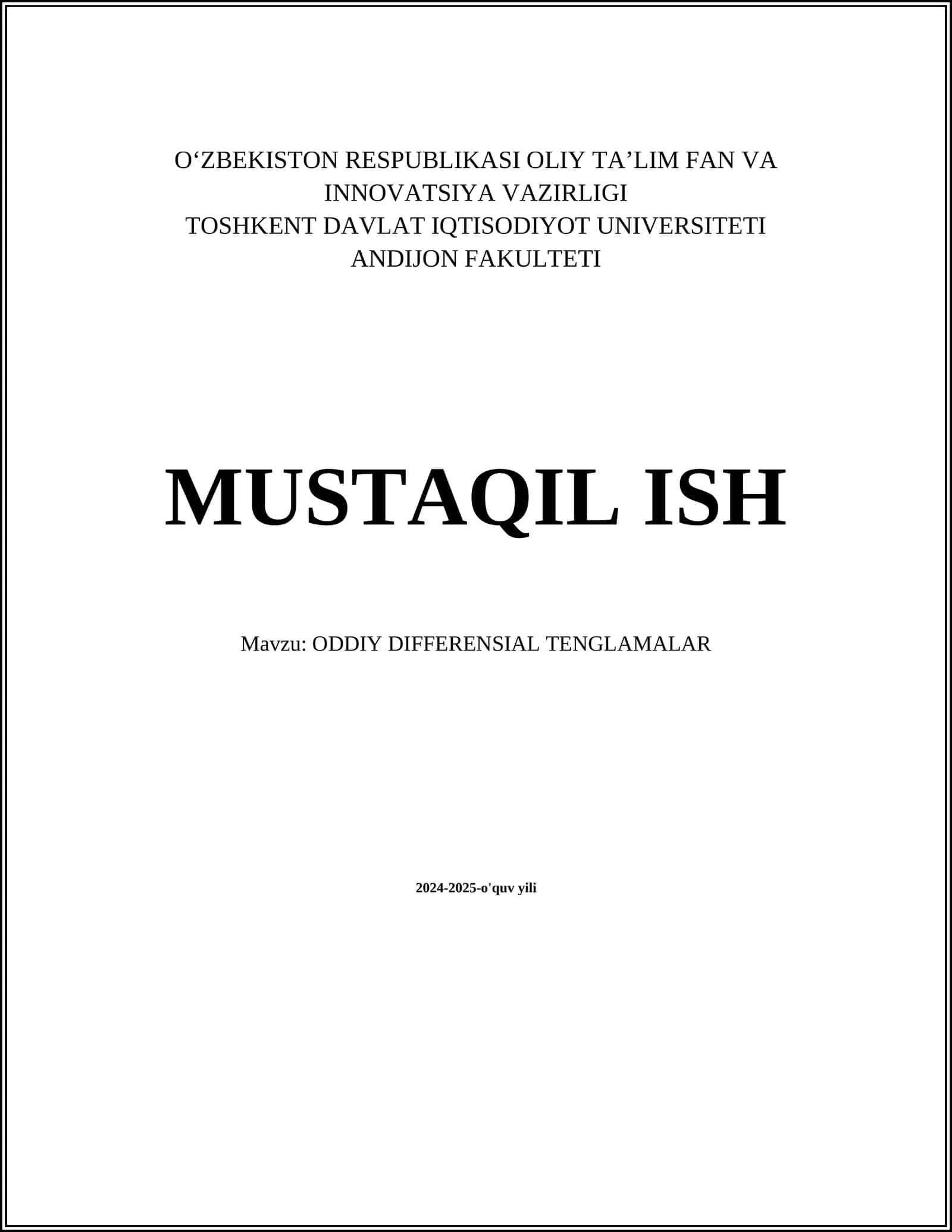 ODDIY DIFFERENSIAL TENGLAMALAR 1
