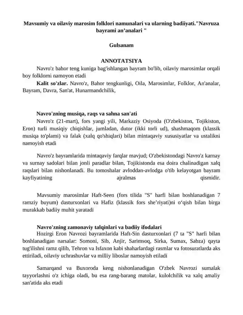Navruza bayrami anʼanalari 1