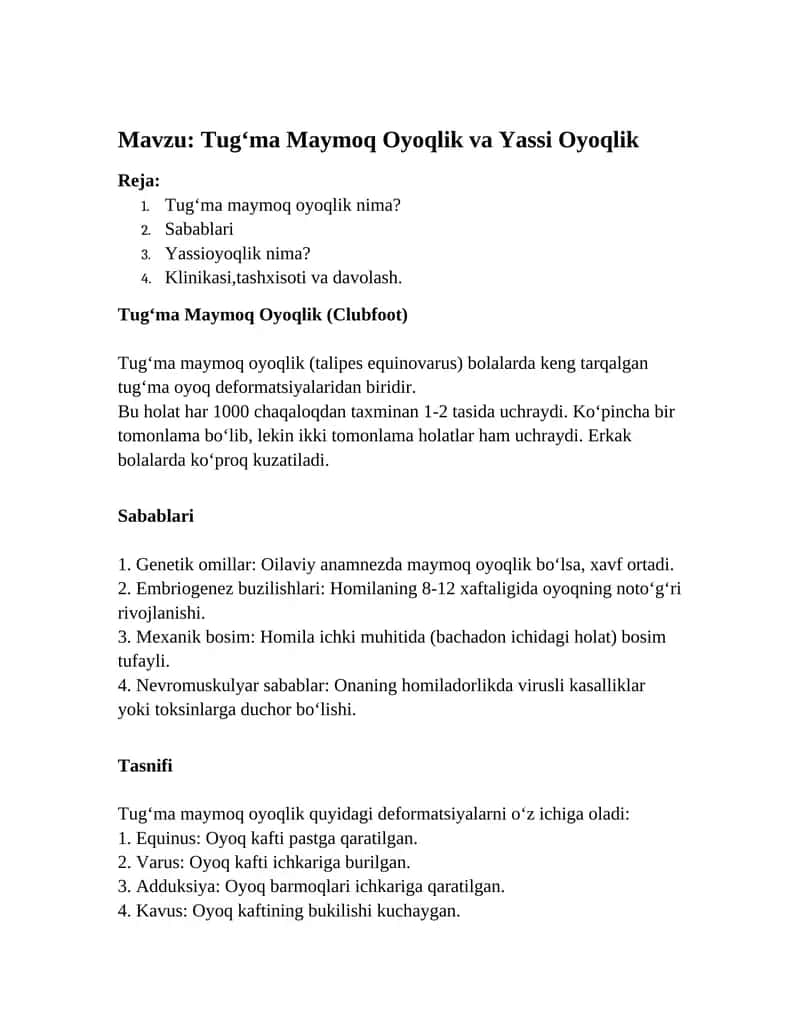 Tug‘ma Maymoq Oyoqlik 1