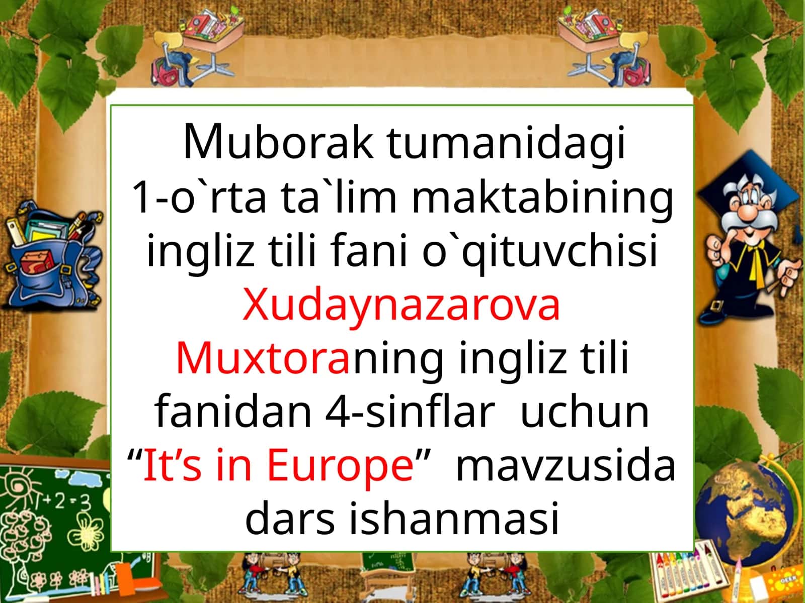 “It’s in Europe” mavzusi 1