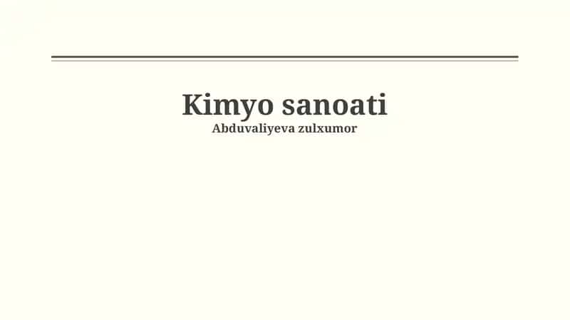 Kimyo sanoati 1