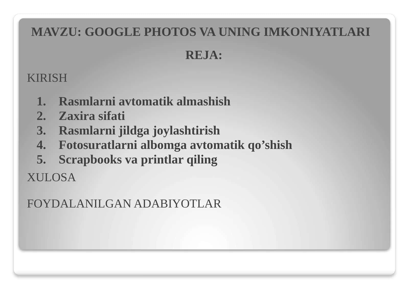 GOOGLE PHOTOS VA UNING IMKONIYATLARI 1