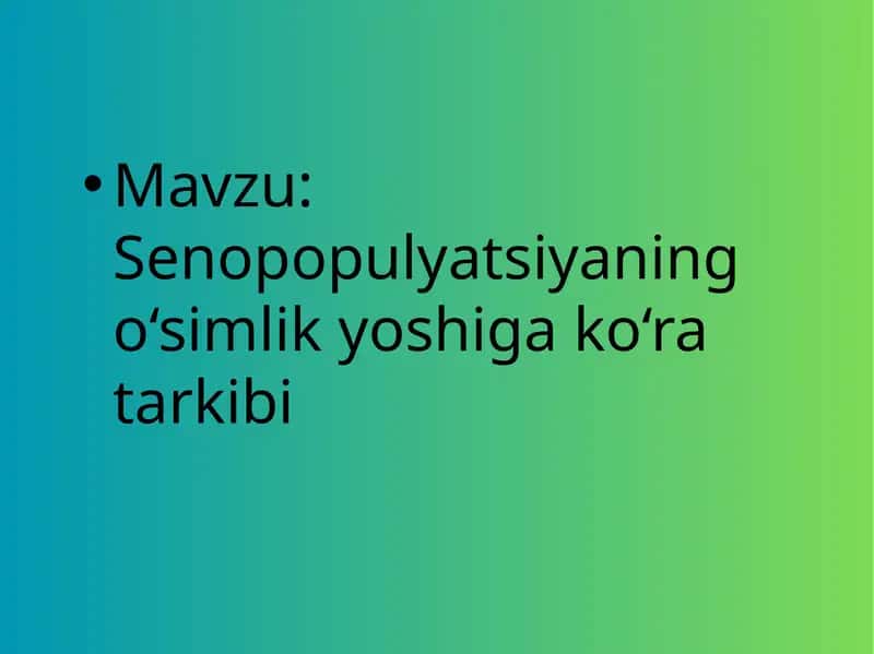 Senopopulyatsiyaning o‘simlik yoshiga ko‘ra tarkibi 1