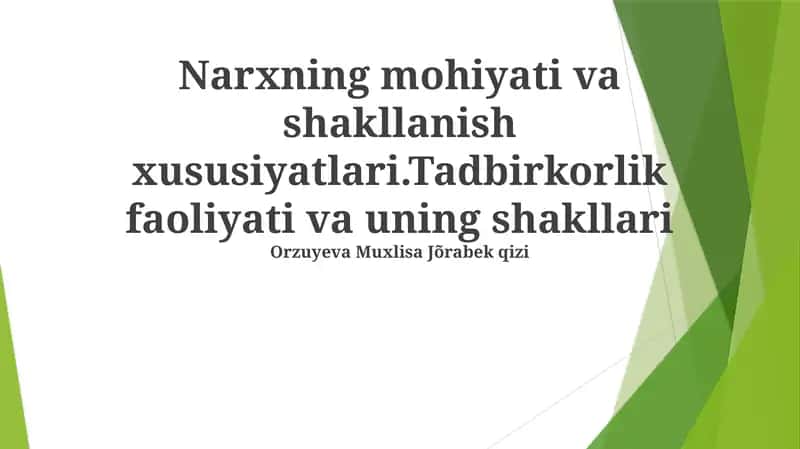 Bozor Mohiyati va Shakillanish Xususiyatlari 1