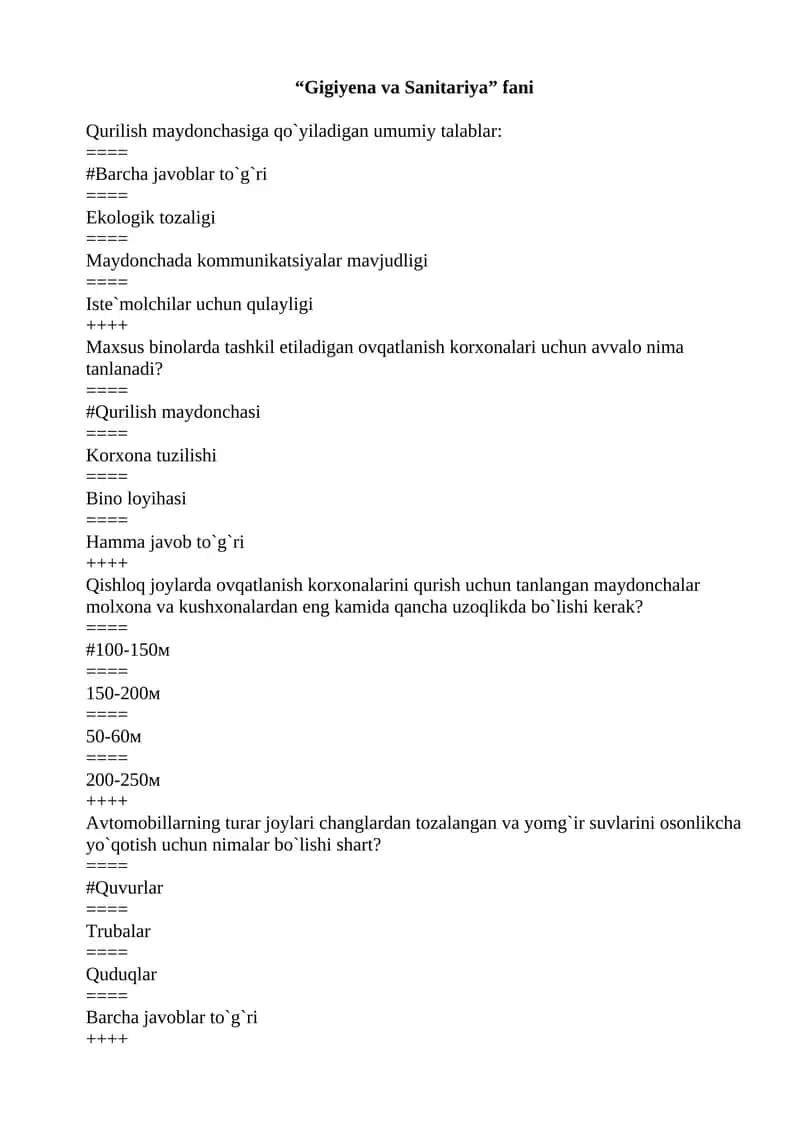 Gigiyena va Sanitariya fani 1