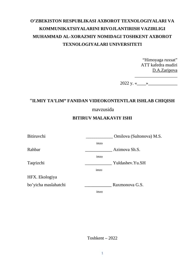 ILMIY TA’LIM FANIDAN VIDEOKONTENTLAR ISHLAB CHIQISH 1