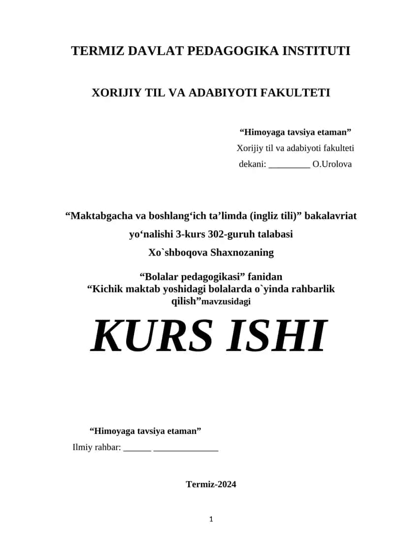 Bolalar pedagogikasi 1