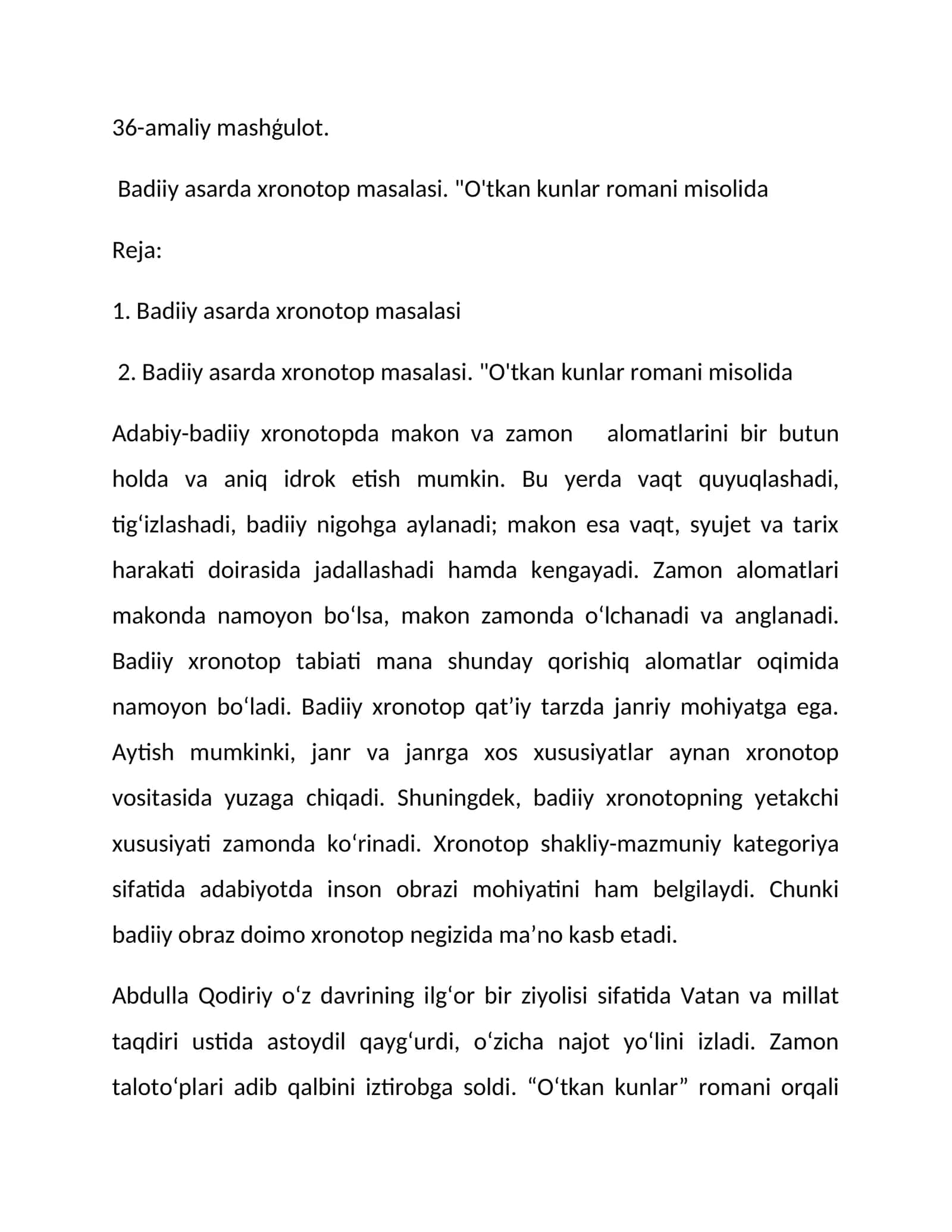 Badiiy asarda xronotop masalasi 1