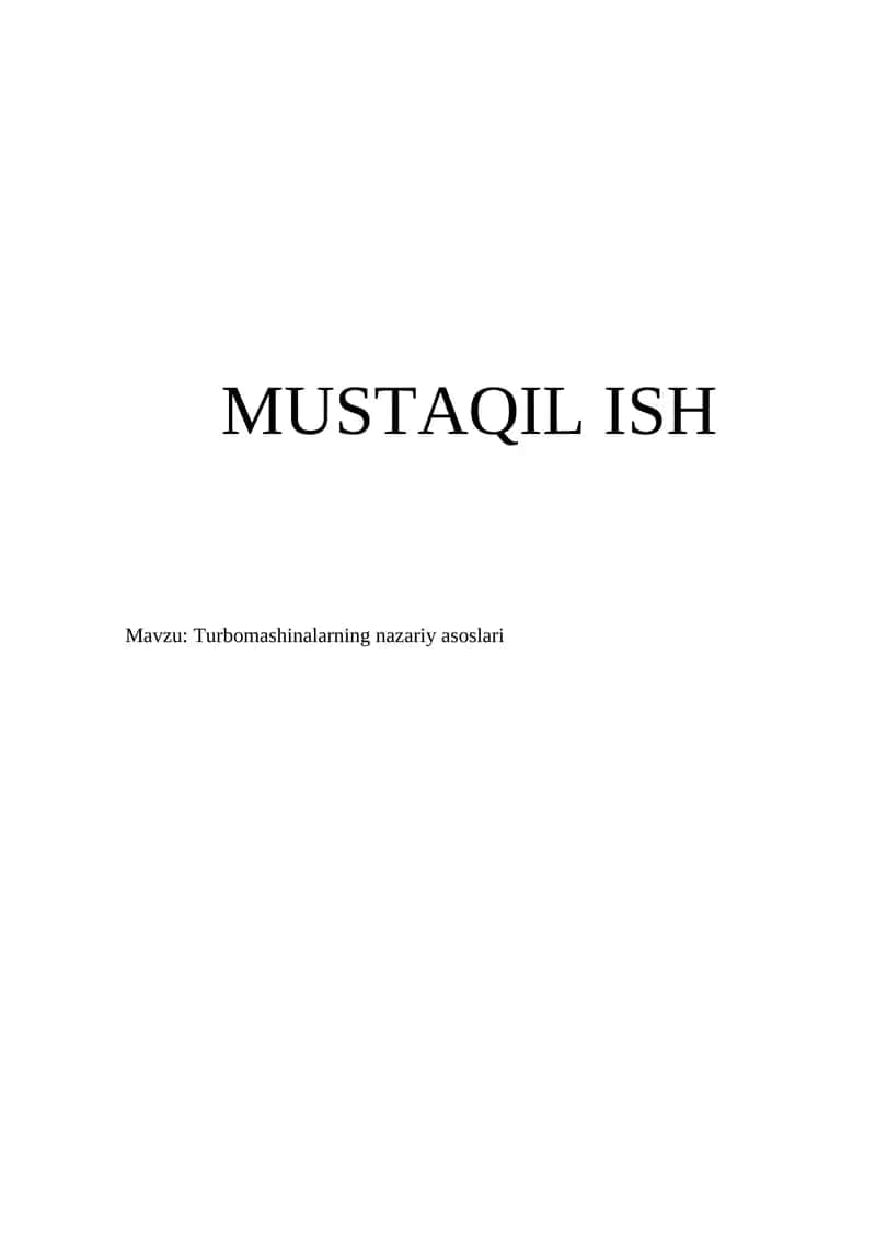 Turbomashinalarning nazariy asoslari 1