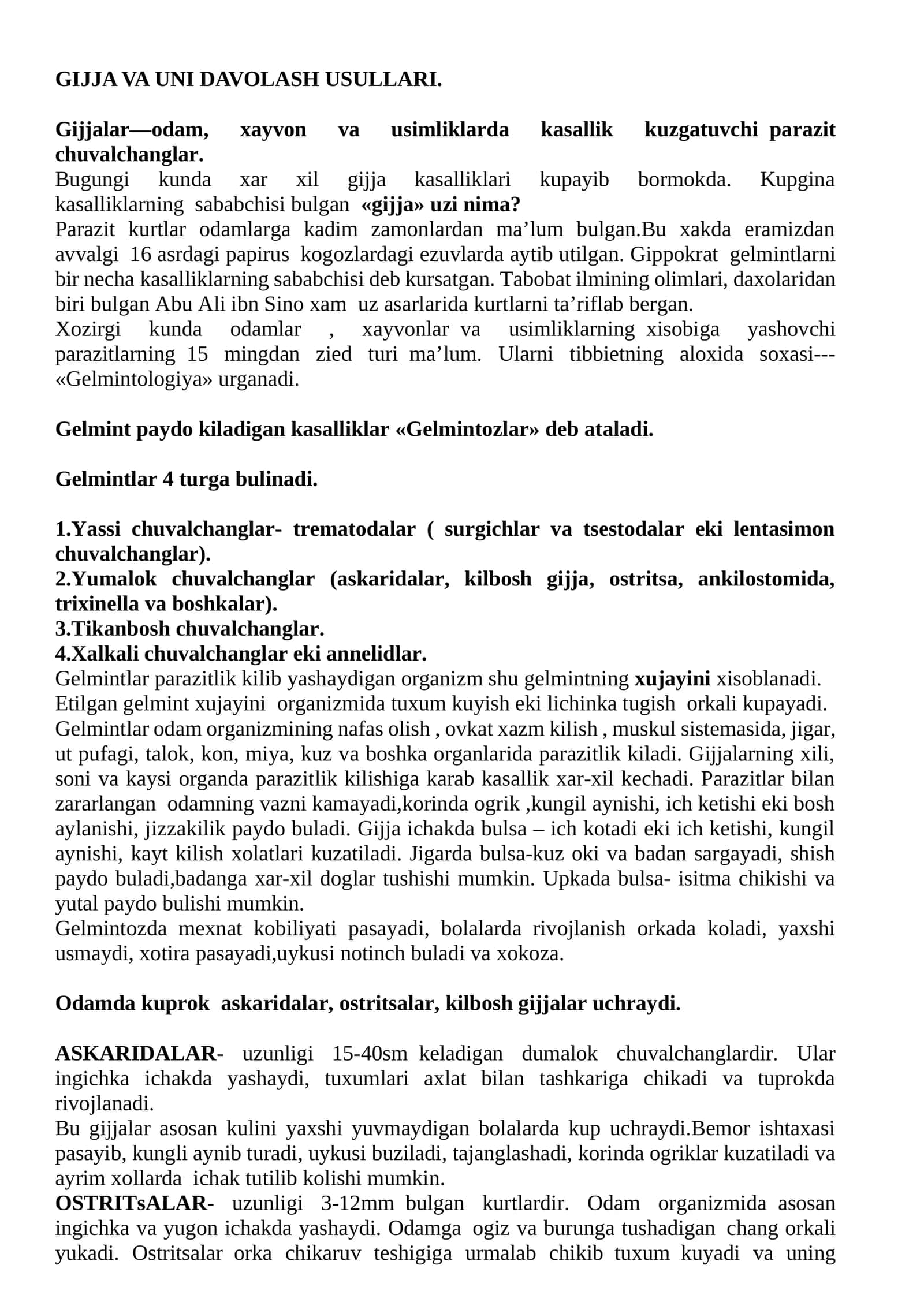GIJJA VA UNI DAVOLASH USULLARI 1