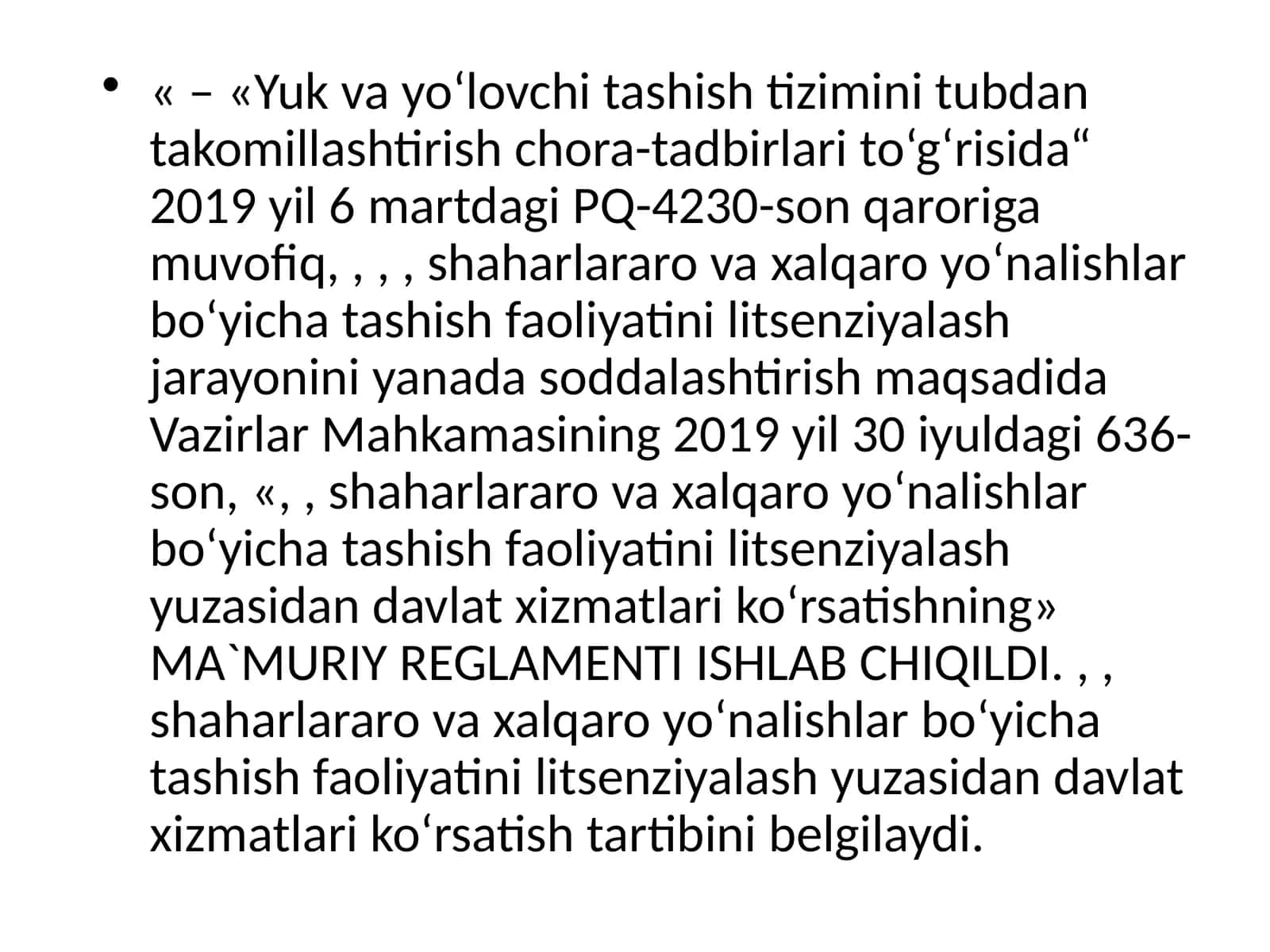 Vazirlar Mahkamasining 2019 yil 30 iyuldagi 636-son 1