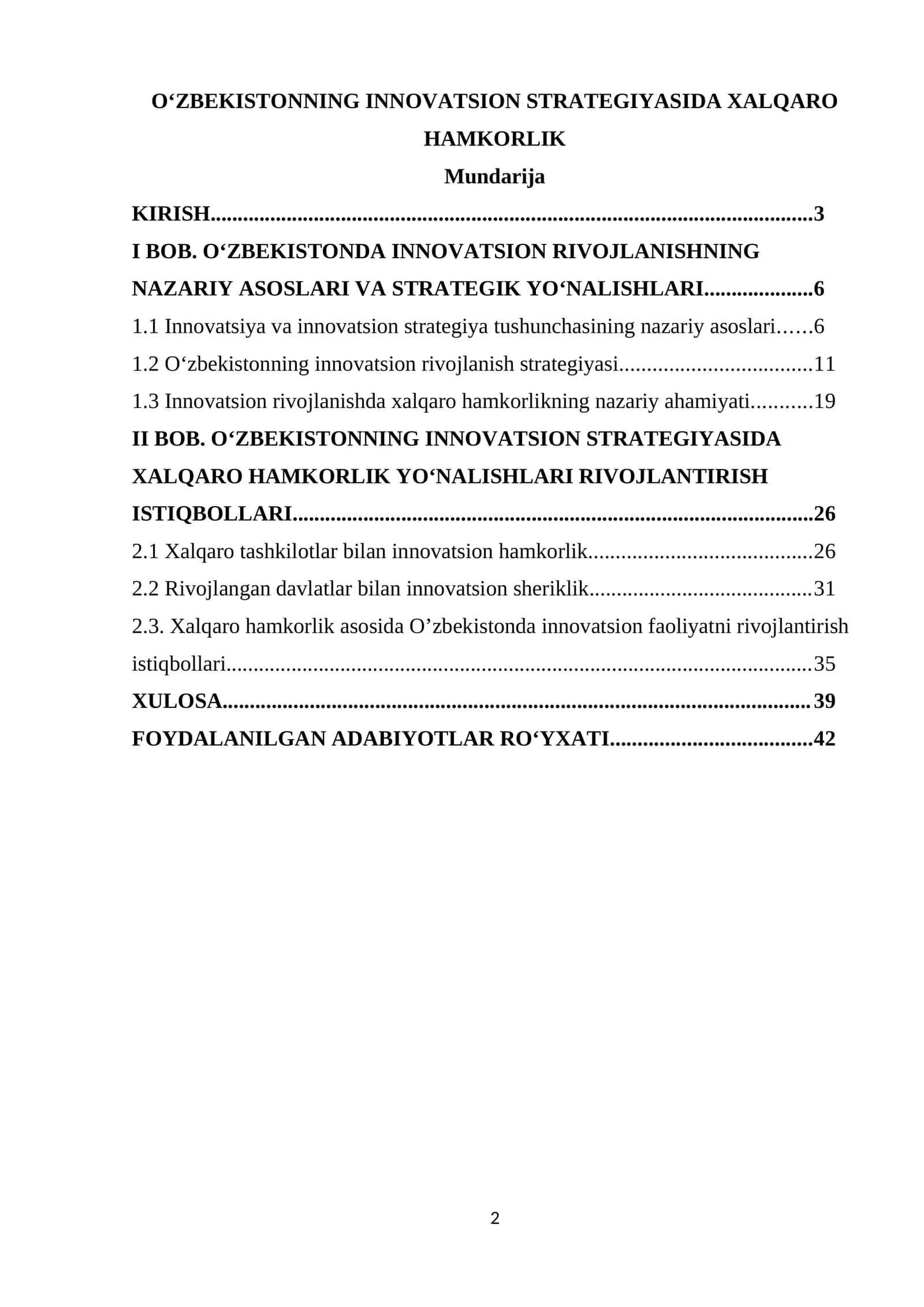 O‘ZBEKISTONNING INNOVATSION STRATEGIYASIDA XALQARO HAMKORLIK 1
