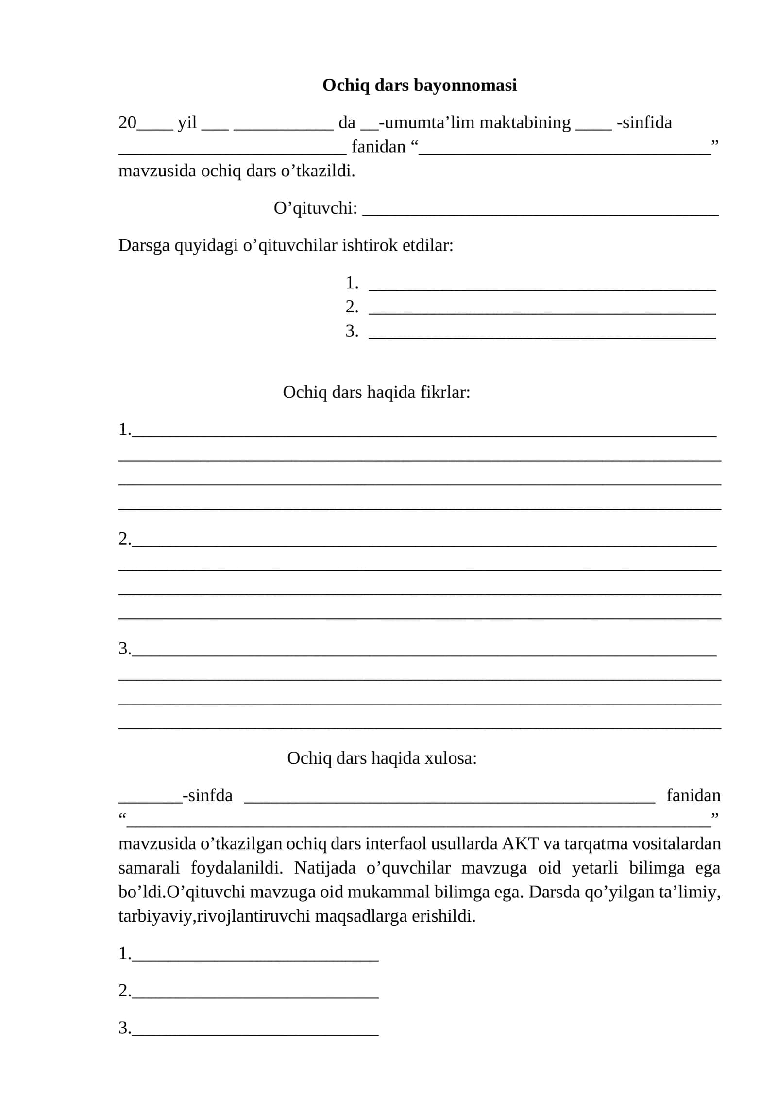 Ochiq dars bayonnomasi 1