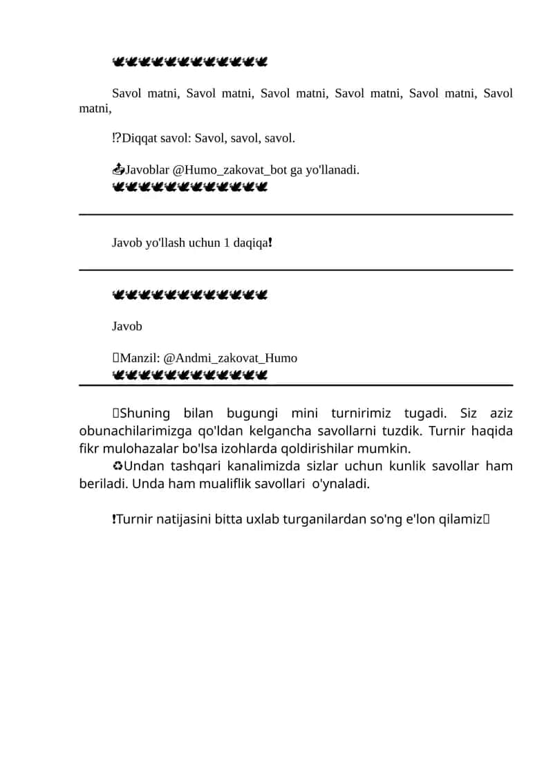 Shuning bilan bugungi mini turnirimiz tugadi 1