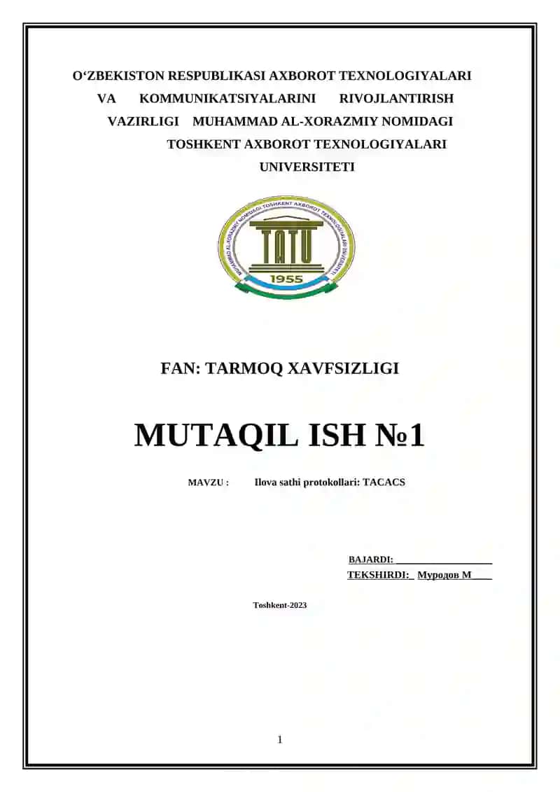 Ilova sathi protokollari: TACACS 1