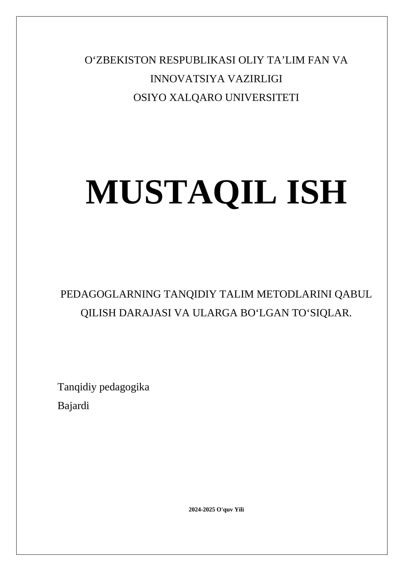 Tanqidiy Pedagogika Metodlari 1