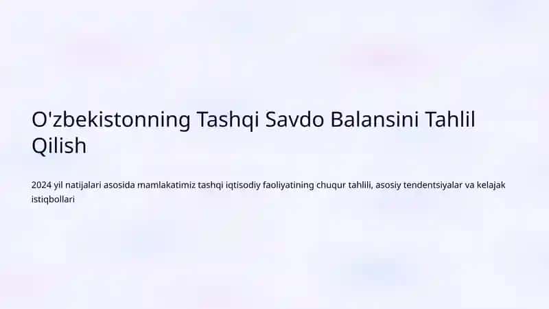 Tashqi Savdo Balansini Tahlil Qilish 1