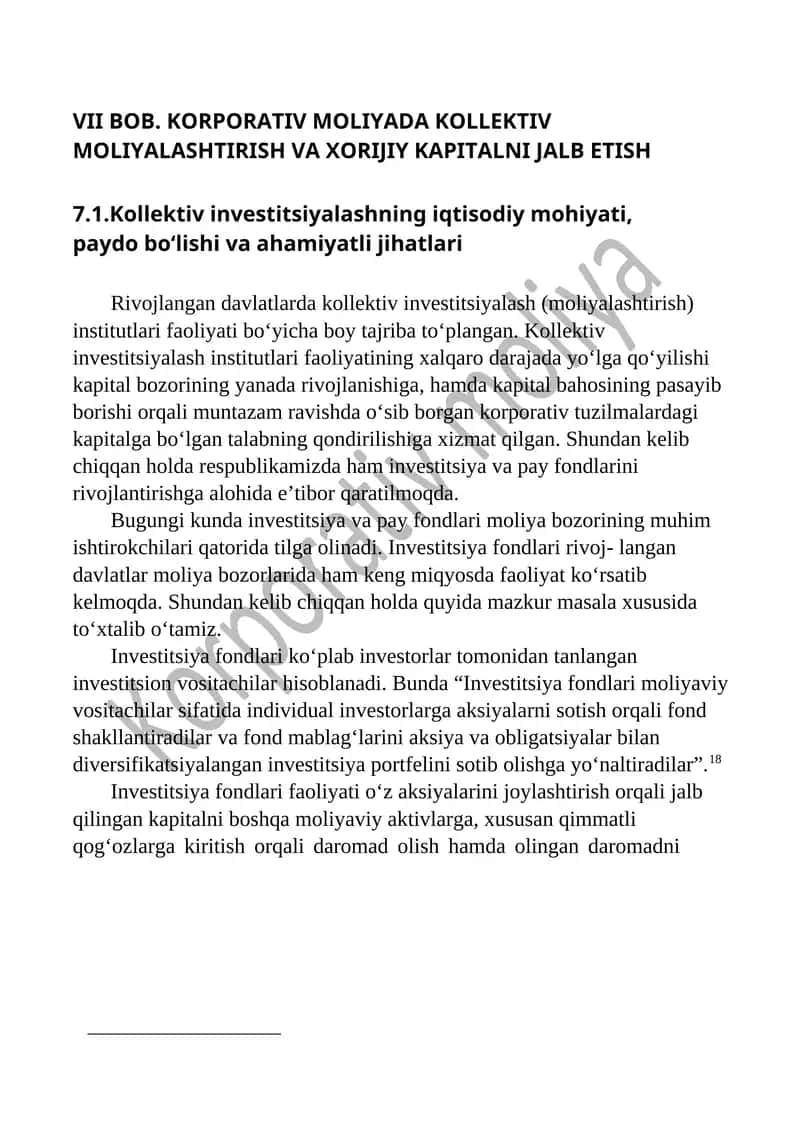 KORPORATIV MOLIYADA KOLLEKTIV MOLIYALASHTIRISH VA XORIJIY KAPITALNI JALB ETISH 1
