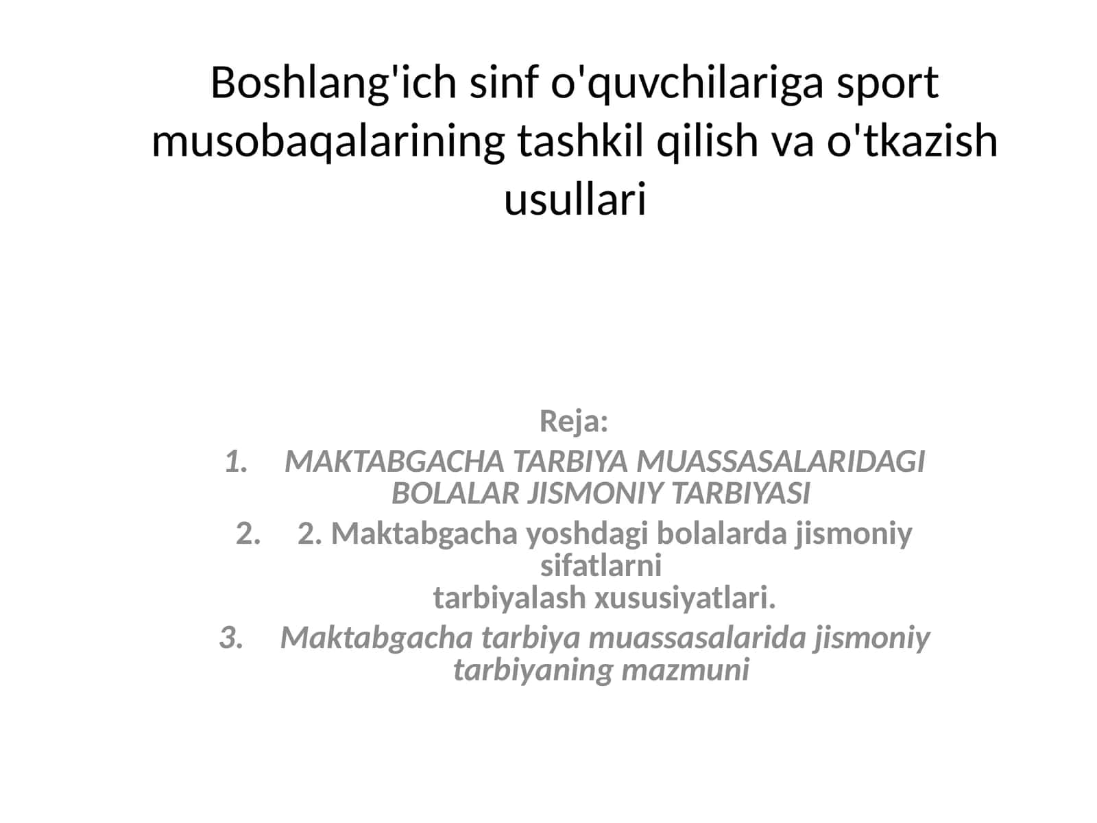 Boshlang'ich sinf o'quvchilariga sport musobaqalarining tashkil qilish va o'tkazish usullari 1