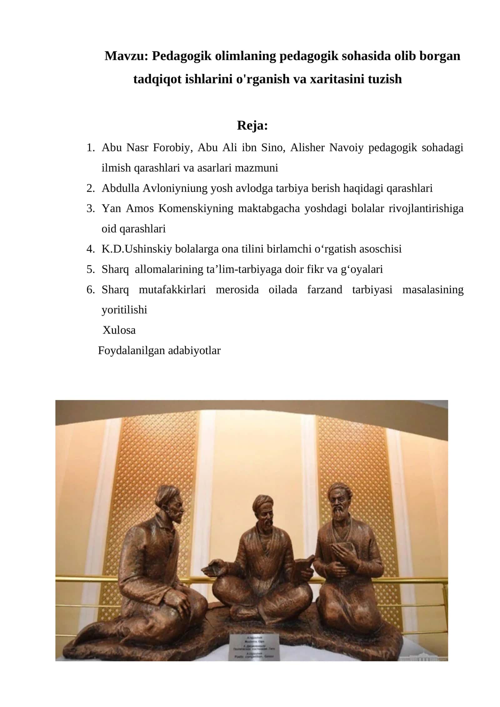 Pedagogik olimlaning pedagogik sohasida olib borgan tadqiqot ishlarini o'rganish va xaritasini tuzish 1