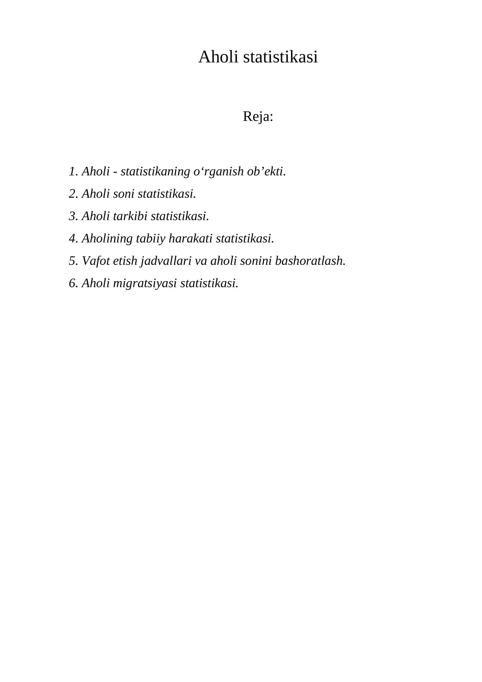 Aholi statistikasi 1