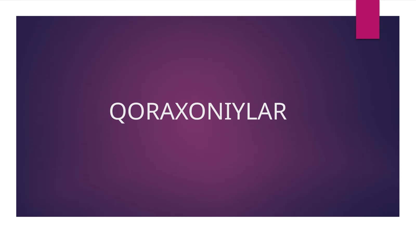 QORAXONIYLAR 1