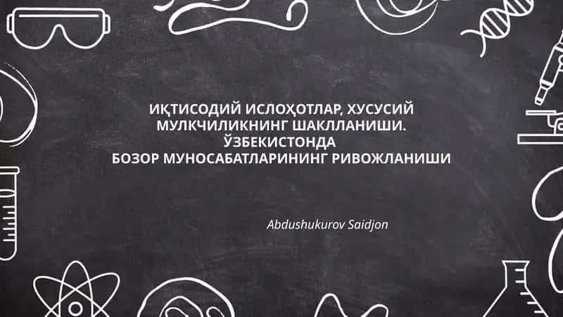 Иқтисодий Ислоҳотлар, Хусусий Мулкчиликнинг Шаклланиши 1