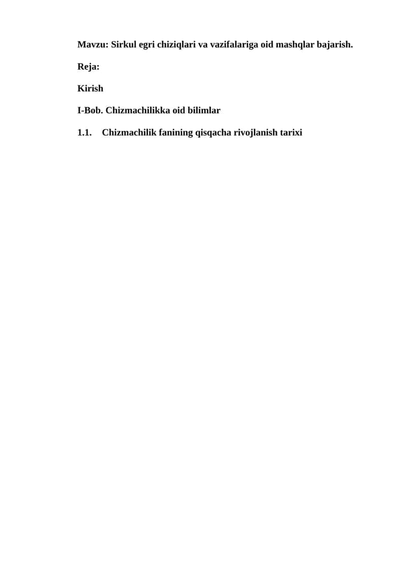 Sirkul egri chiziqlari va vazifalariga oid mashqlar 1