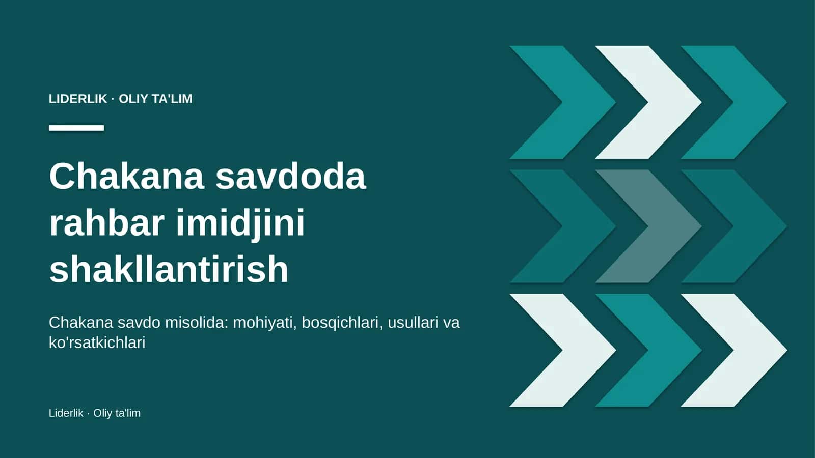 Chakana savdoda rahbar imidjini shakllantirish 1