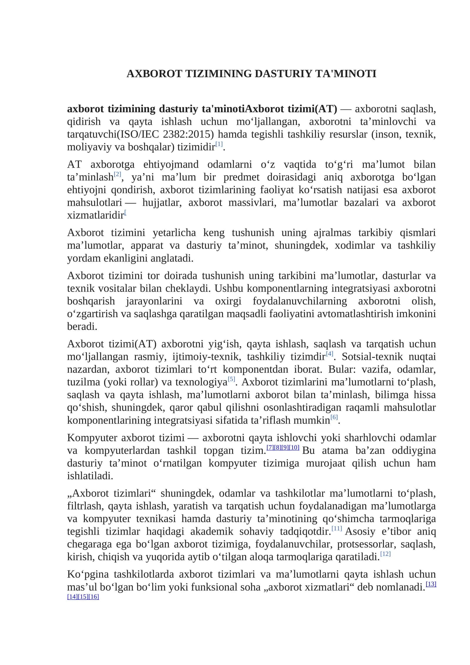 AXBOROT TIZIMINING DASTURIY TA'MINOTI 1