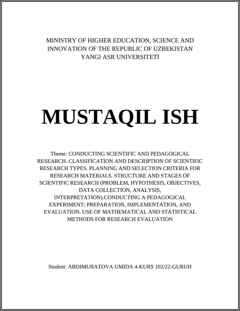 CONDUCTING SCIENTIFIC AND PEDAGOGICAL RESEARCH 1