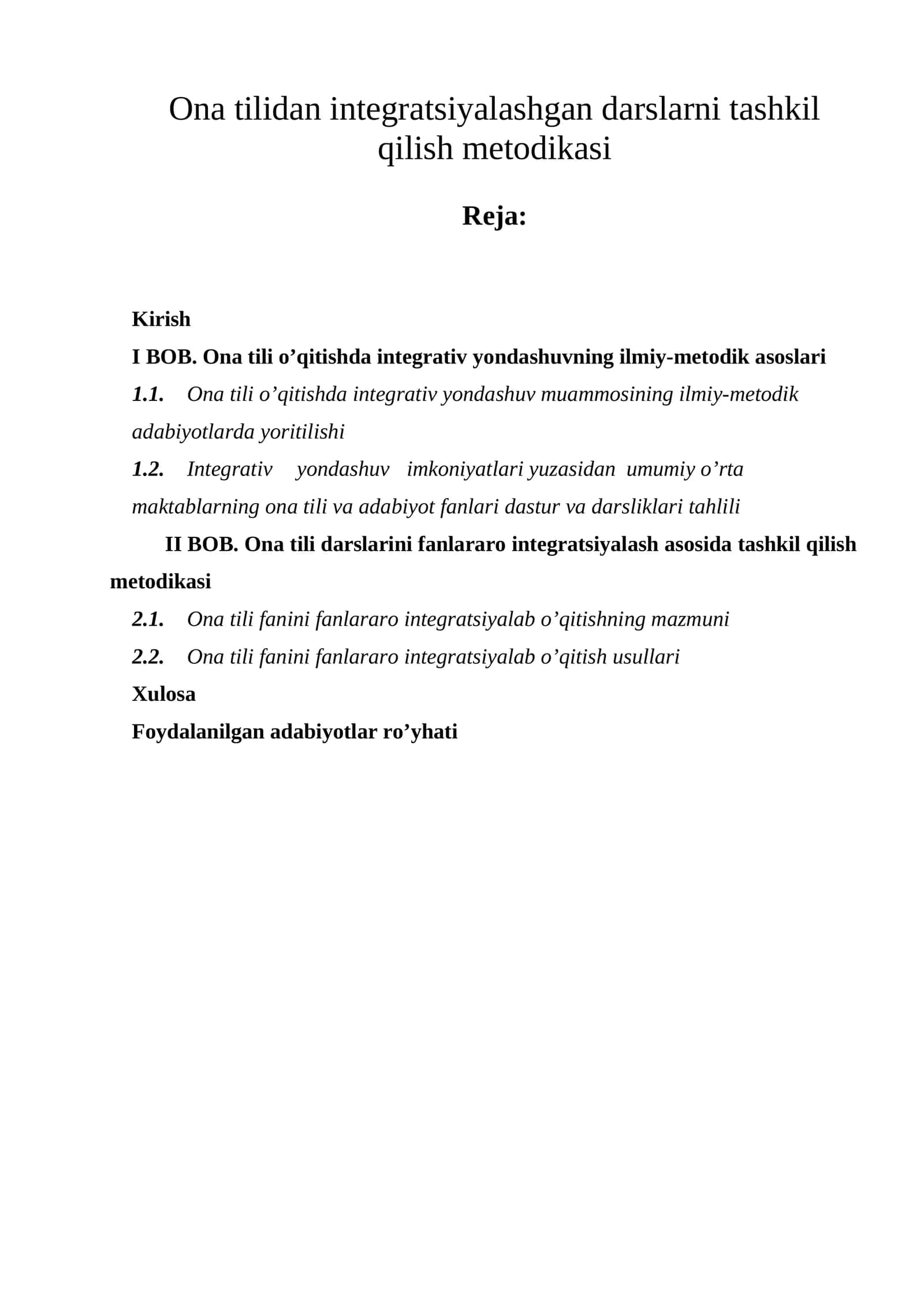 Ona tilidan integratsiyalashgan darslarni tashkil qilish metodikasi 1