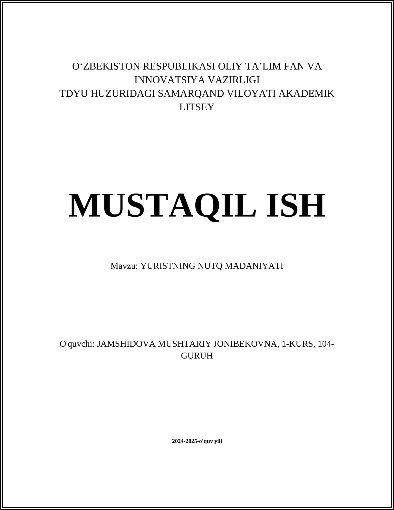 YURISTNING NUTQ MADANIYATI 1