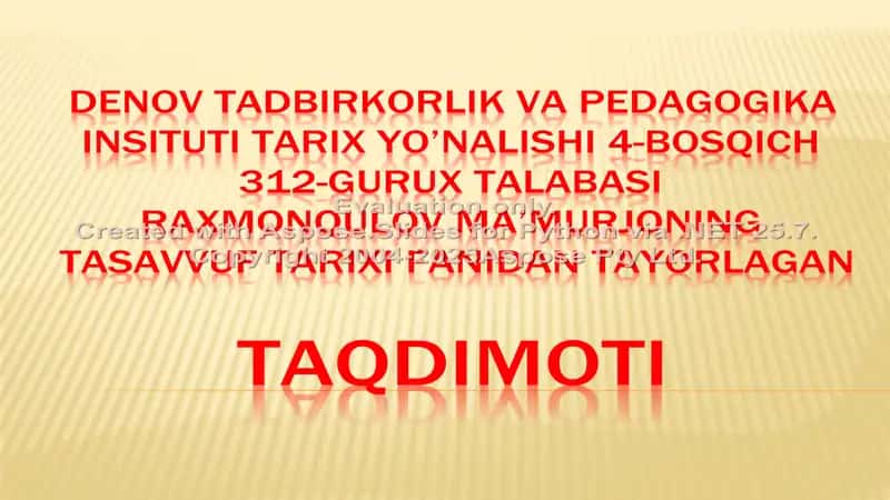 Suxravardiya Tariqati taqdimoti 1